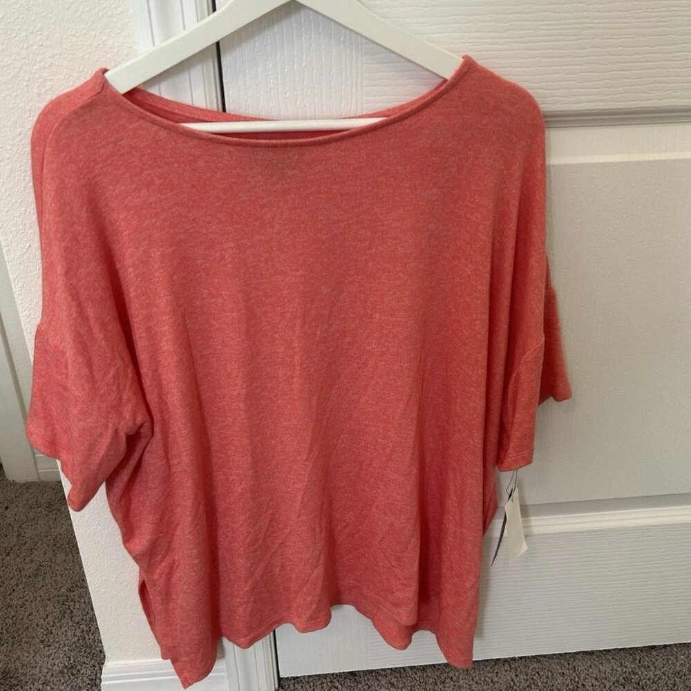 NWT DONNA KARAN Orange T-Shirt Sleepwear Jersey Pajama Top blouse Large L Soft